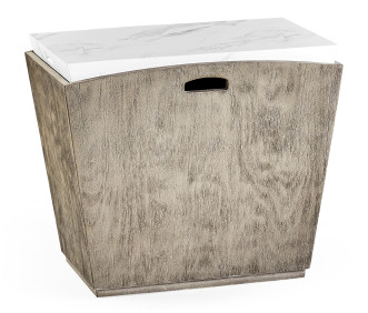 Rectangular Grey & Faux White Marble Storage End Table