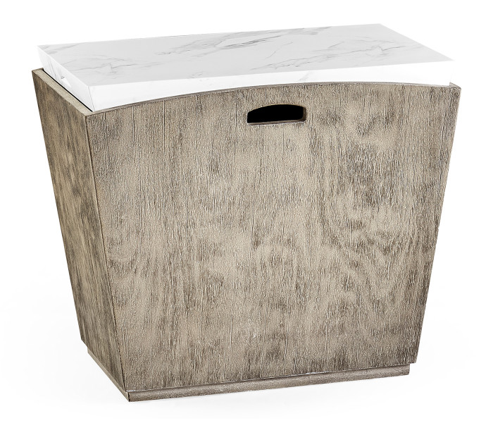 Rectangular Grey & Faux White Marble Storage End Table