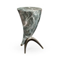 Horn Shaped Faux Black & Grey Marble End Table