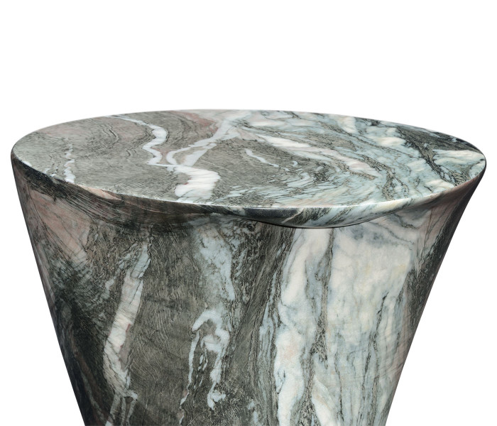 Horn Shaped Faux Black & Grey Marble End Table