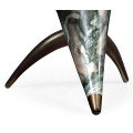Horn Shaped Faux Black & Grey Marble End Table