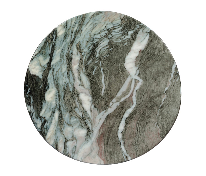 Horn Shaped Faux Black & Grey Marble End Table