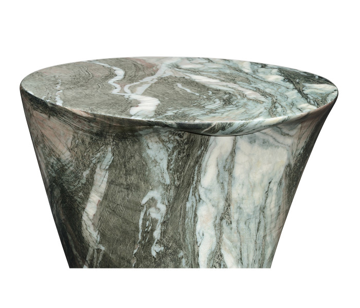Horn Shaped Faux Black & Grey Marble End Table
