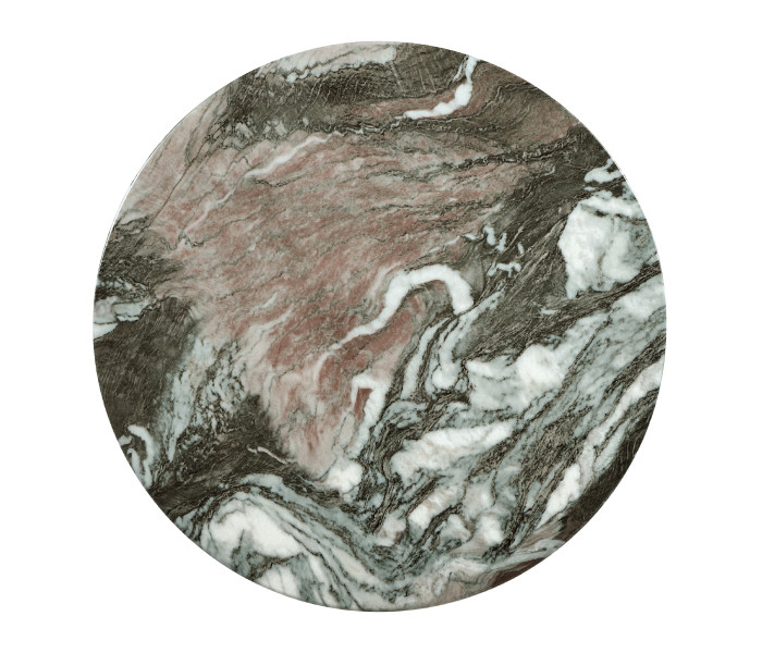 Round to L-Shape Faux Black & Grey Marble End Table