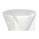 Round to L-Shape Faux White & Grey Marble End Table
