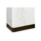 Round to L-Shape Faux White & Grey Marble End Table