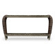 Rectangular Grey & Rattan Console Table with Curved Ends