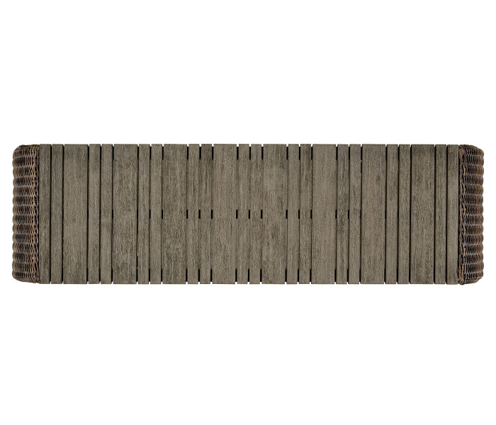 Rectangular Grey & Rattan Console Table with Curved Ends