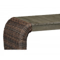 Rectangular Grey & Rattan Console Table With Curved Ends