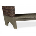 Rectangular Grey & Rattan Console Table With Curved Ends