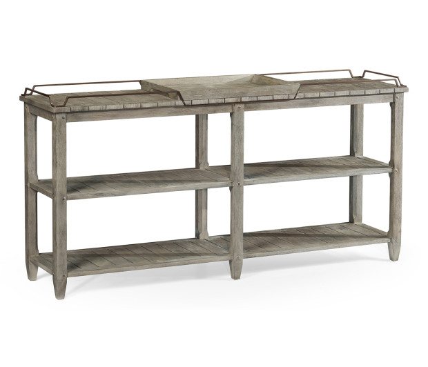 Rectangular Grey & Brass Sideboard with Removable Tray