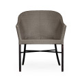 Rounded Back Mocha Steel & Dark Grey Rattan Dining Chair with Cushion