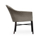 Rounded Back Mocha Steel & Dark Grey Rattan Dining Chair with Cushion, Upholstered in Standard Outdoor Fabric