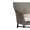 Rounded Back Mocha Steel & Dark Grey Rattan Dining Chair with Cushion