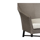 Rounded Back Mocha Steel & Dark Grey Rattan Dining Chair with Cushion, Upholstered in Standard Outdoor Fabric