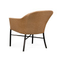 Rounded Back Mocha Steel & Tan Rattan Dining Chair with Cushion