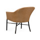Rounded Back Mocha Steel & Tan Rattan Dining Chair with Cushion, Upholstered in Standard Outdoor Fabric
