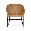 Rounded Back Mocha Steel & Tan Rattan Dining Chair with Cushion