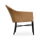 Rounded Back Mocha Steel & Tan Rattan Dining Chair with Cushion, Upholstered in Standard Outdoor Fabric