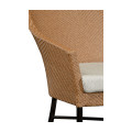 Rounded Back Mocha Steel & Tan Rattan Dining Chair with Cushion