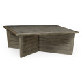 Square Grey & Concrete Coffee Table With An X-Base