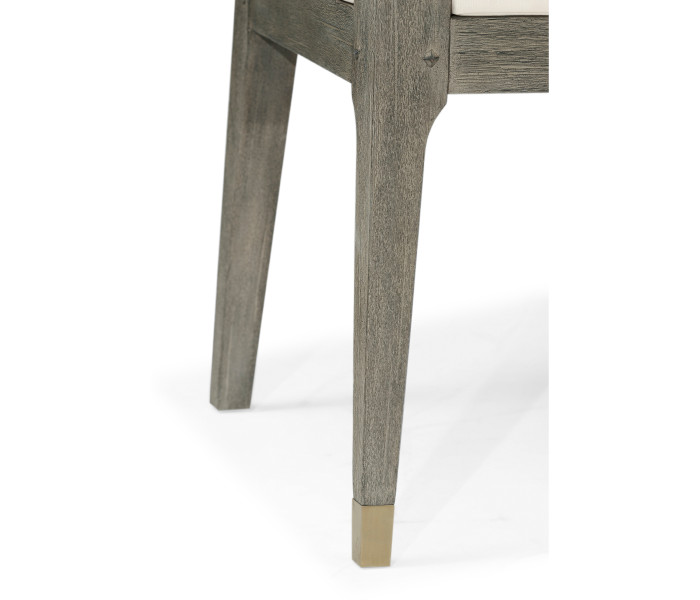 Grey Garden Bench with Cushion & Pillows, Upholstered in Standard Outdoor Fabric