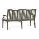 Grey Garden Bench with Cushion & Pillows, Upholstered in Standard Outdoor Fabric