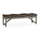 Three-Seat Grey & Rattan Bench