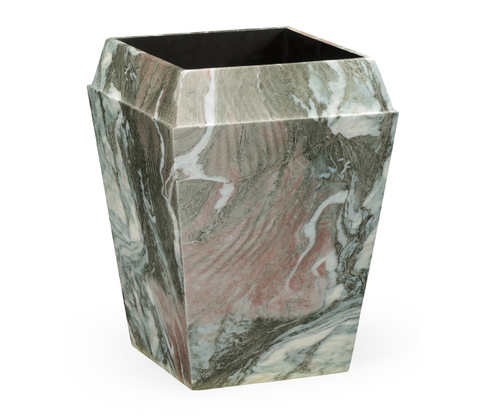 Small Square Faux Black & Grey Marble Planter