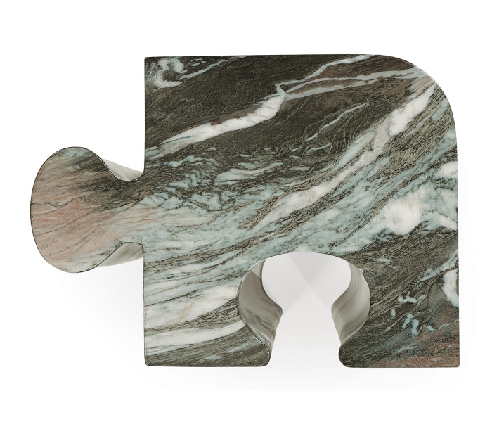 Faux Black & Grey Marble Puzzle Piece Side Table