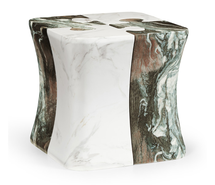 Faux Black & Grey Marble Puzzle Piece Side Table