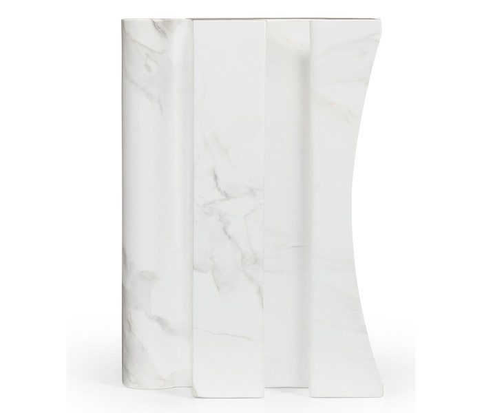 Faux White & Grey Marble Puzzle Piece Side Table