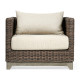 34" Grey & Rattan Sofa Chair, Upholstered in Standard Outdoor Fabric