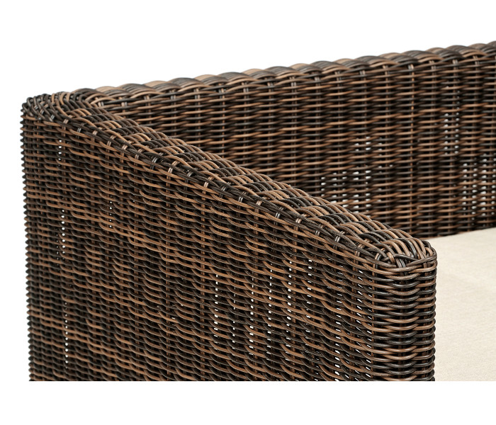 34" Grey & Rattan Sofa Chair, Upholstered in Standard Outdoor Fabric