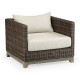 34" Grey & Rattan Sofa Chair, Upholstered in Standard Outdoor Fabric