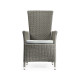 Grey Wicker Rattan Dining Chair with Reclining Back, Upholstered in COM