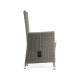 Grey Wicker Rattan Dining Chair with Reclining Back, Upholstered in COM