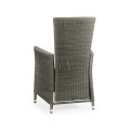 Grey Wicker Rattan Dining Chair with Reclining Back