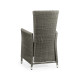 Grey Wicker Rattan Dining Chair with Reclining Back, Upholstered in COM
