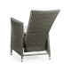 Grey Wicker Rattan Dining Chair with Reclining Back, Upholstered in COM