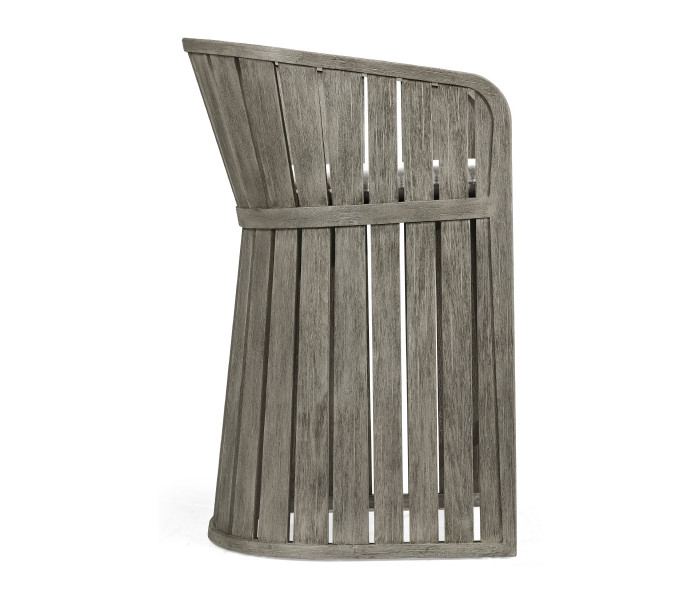 Slatted Grey Tub Counter Stool, Upholstered in Standard Outdoor Fabric