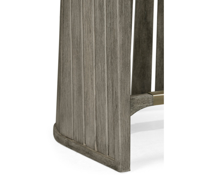 Slatted Grey Tub Counter Stool, Upholstered in Standard Outdoor Fabric