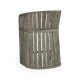 Slatted Grey Tub Counter Stool, Upholstered in Standard Outdoor Fabric